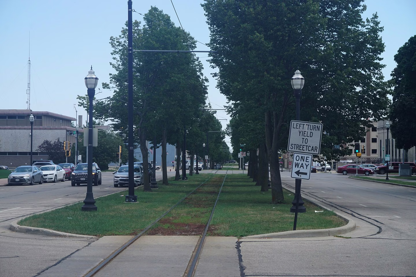 Streetcar tracks in Kenosha.